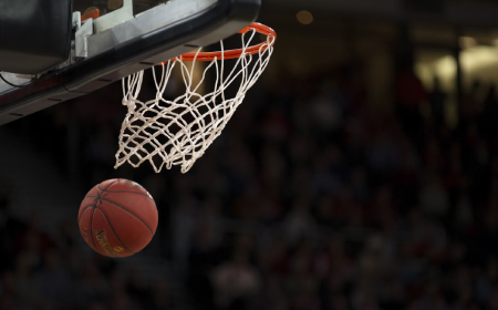 Basketball going through net